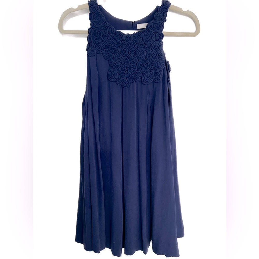 3.1 Phillip Lim silk sleeveless rosette dress size 4 navy indigo
